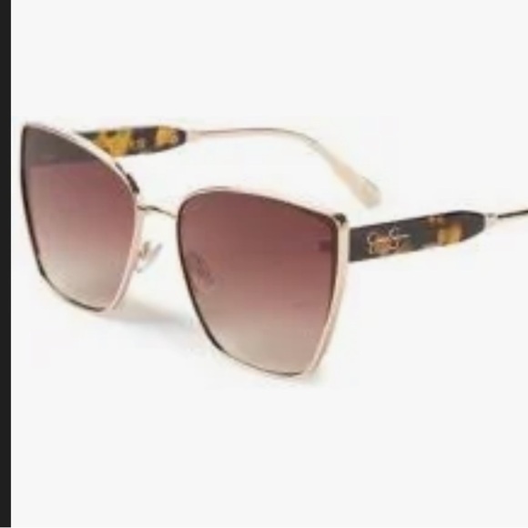 Jessica Simpson‎ GOLD and TORTOISE Metal Vented Cat Eye Sunglasses new - Picture 7 of 7
